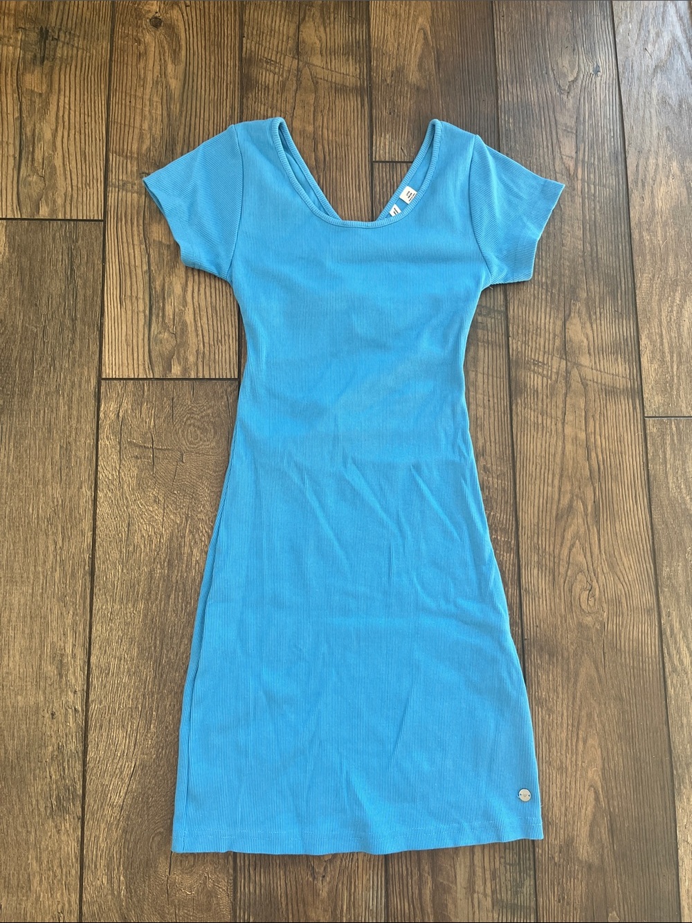 ROXY Women’s Blue Ribbed Scoop-Neck Dress
